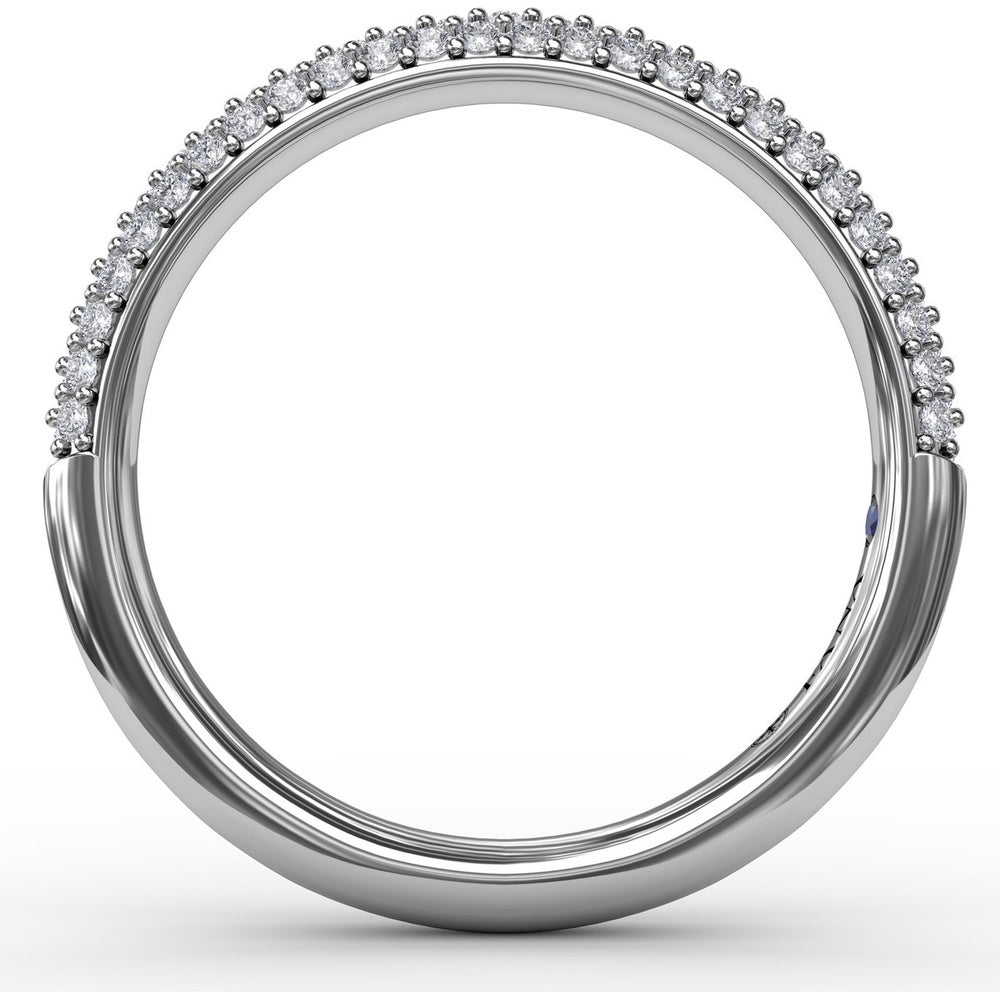 Double Row Pavé Diamond Wedding Band with Round Diamonds by Fana - 0.40 Carat Total Diamond Weight