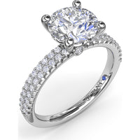Double Row Pavé Engagement Ring Setting with Cushion Cut Center by Fana - 0.35 Carat Total Diamond Weight