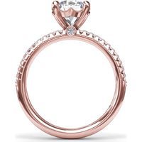 Double Row Pavé Engagement Ring Setting with Cushion Cut Center by Fana - 0.35 Carat Total Diamond Weight