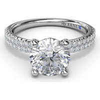 Double Row Pavé Engagement Ring Setting with Cushion Cut Center by Fana - 0.35 Carat Total Diamond Weight