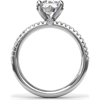 Double Row Pavé Engagement Ring Setting with Cushion Cut Center by Fana - 0.35 Carat Total Diamond Weight