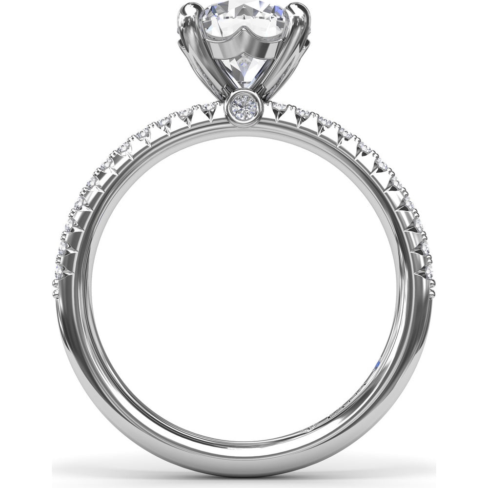 Double Row Pavé Engagement Ring Setting with Cushion Cut Center by Fana - 0.35 Carat Total Diamond Weight