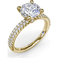 Double Row Pavé Engagement Ring Setting with Cushion Cut Center by Fana - 0.35 Carat Total Diamond Weight