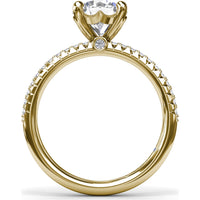 Double Row Pavé Engagement Ring Setting with Cushion Cut Center by Fana - 0.35 Carat Total Diamond Weight