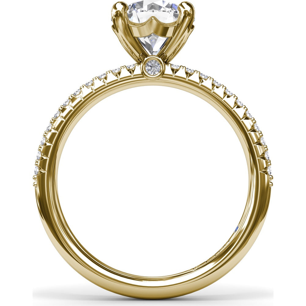 Double Row Pavé Engagement Ring Setting with Cushion Cut Center by Fana - 0.35 Carat Total Diamond Weight