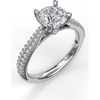 Double Row Pavé Engagement Ring Setting with Four Prong Round Center Stone by Fana - 0.31 Carat Total Diamond Weight