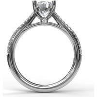 Double Row Pavé Engagement Ring Setting with Four Prong Round Center Stone by Fana - 0.31 Carat Total Diamond Weight