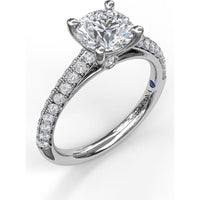 Double Row Pavé Knife Edge Engagement Ring Setting with Round Diamond Accents by Fana - 0.54 Carat Total Diamond Weight