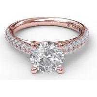 Double Row Pavé Knife Edge Engagement Ring Setting with Round Diamond Accents by Fana - 0.54 Carat Total Diamond Weight
