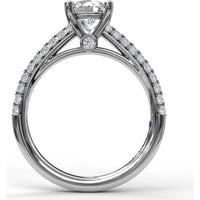 Double Row Pavé Knife Edge Engagement Ring Setting with Round Diamond Accents by Fana - 0.54 Carat Total Diamond Weight