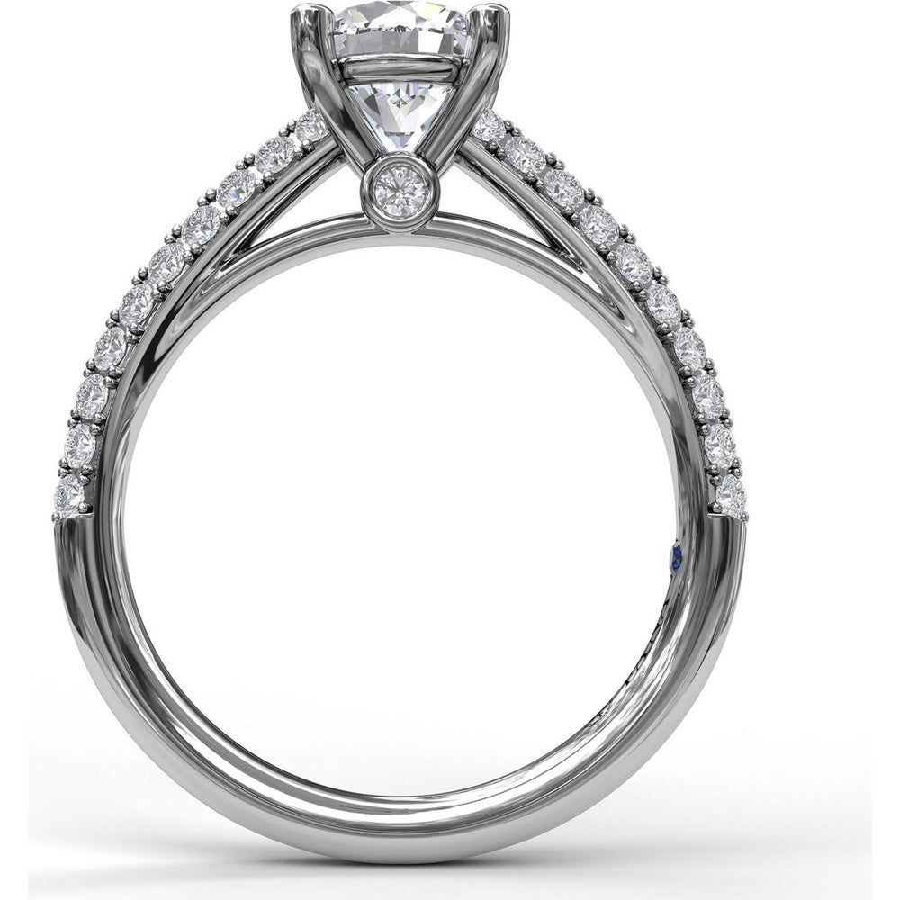 Double Row Pavé Knife Edge Engagement Ring Setting with Round Diamond Accents by Fana - 0.54 Carat Total Diamond Weight
