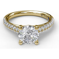 Double Row Pavé Knife Edge Engagement Ring Setting with Round Diamond Accents by Fana - 0.54 Carat Total Diamond Weight
