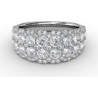 Double Row Round Diamond Fashion Ring with Pavé Halo by Fana - 1.99 Carat Total Diamond Weight