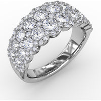 Double Row Round Diamond Fashion Ring with Pavé Halo by Fana - 1.99 Carat Total Diamond Weight