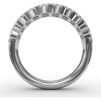 Double Row Round Diamond Fashion Ring with Pavé Halo by Fana - 1.99 Carat Total Diamond Weight