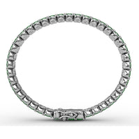Double Row Tennis Bracelet with Oval Emeralds and Pavé Diamonds by Fana - 16.23 Carat Total Gemstone Weight