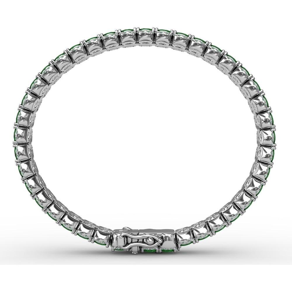Double Row Tennis Bracelet with Oval Emeralds and Pavé Diamonds by Fana - 16.23 Carat Total Gemstone Weight