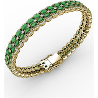 Double Row Tennis Bracelet with Oval Emeralds and Pavé Diamonds by Fana - 16.23 Carat Total Gemstone Weight