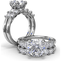 Double Side Stone Engagement Ring Setting with Round Diamonds - 0.53 Carat Total Side Stone Weight by Fana