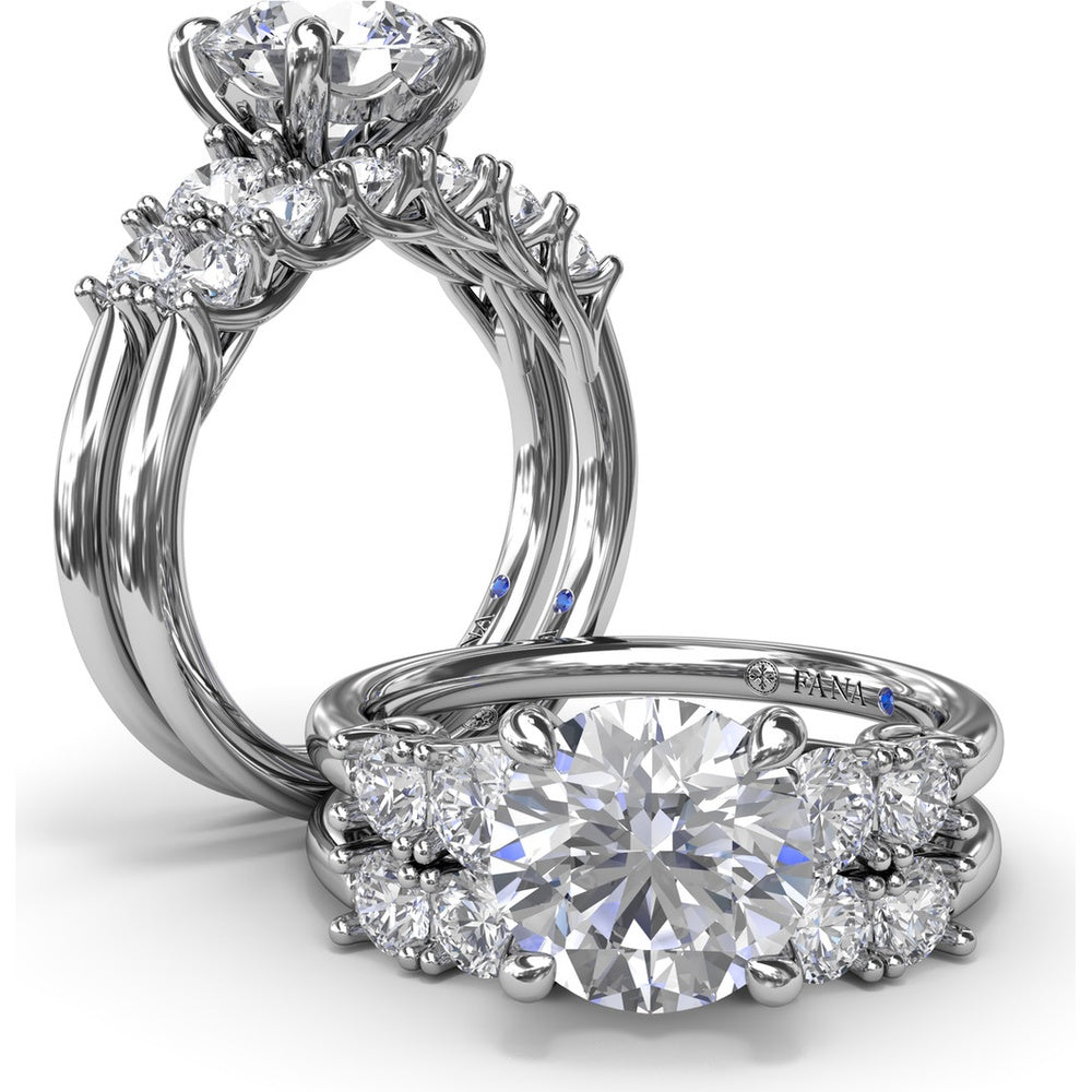 Double Side Stone Engagement Ring Setting with Round Diamonds - 0.53 Carat Total Side Stone Weight by Fana