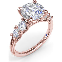 Double Side Stone Engagement Ring Setting with Round Diamonds - 0.53 Carat Total Side Stone Weight by Fana
