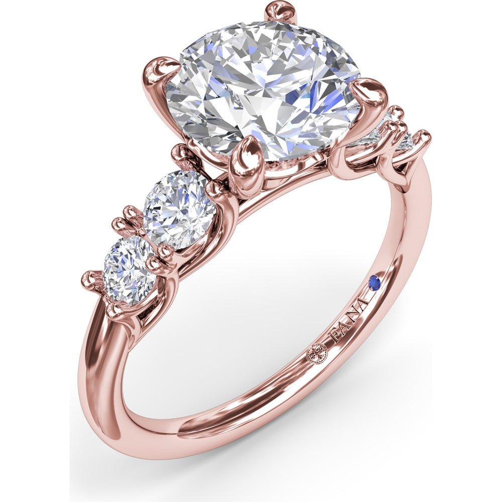 Double Side Stone Engagement Ring Setting with Round Diamonds - 0.53 Carat Total Side Stone Weight by Fana