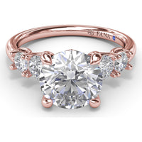 Double Side Stone Engagement Ring Setting with Round Diamonds - 0.53 Carat Total Side Stone Weight by Fana