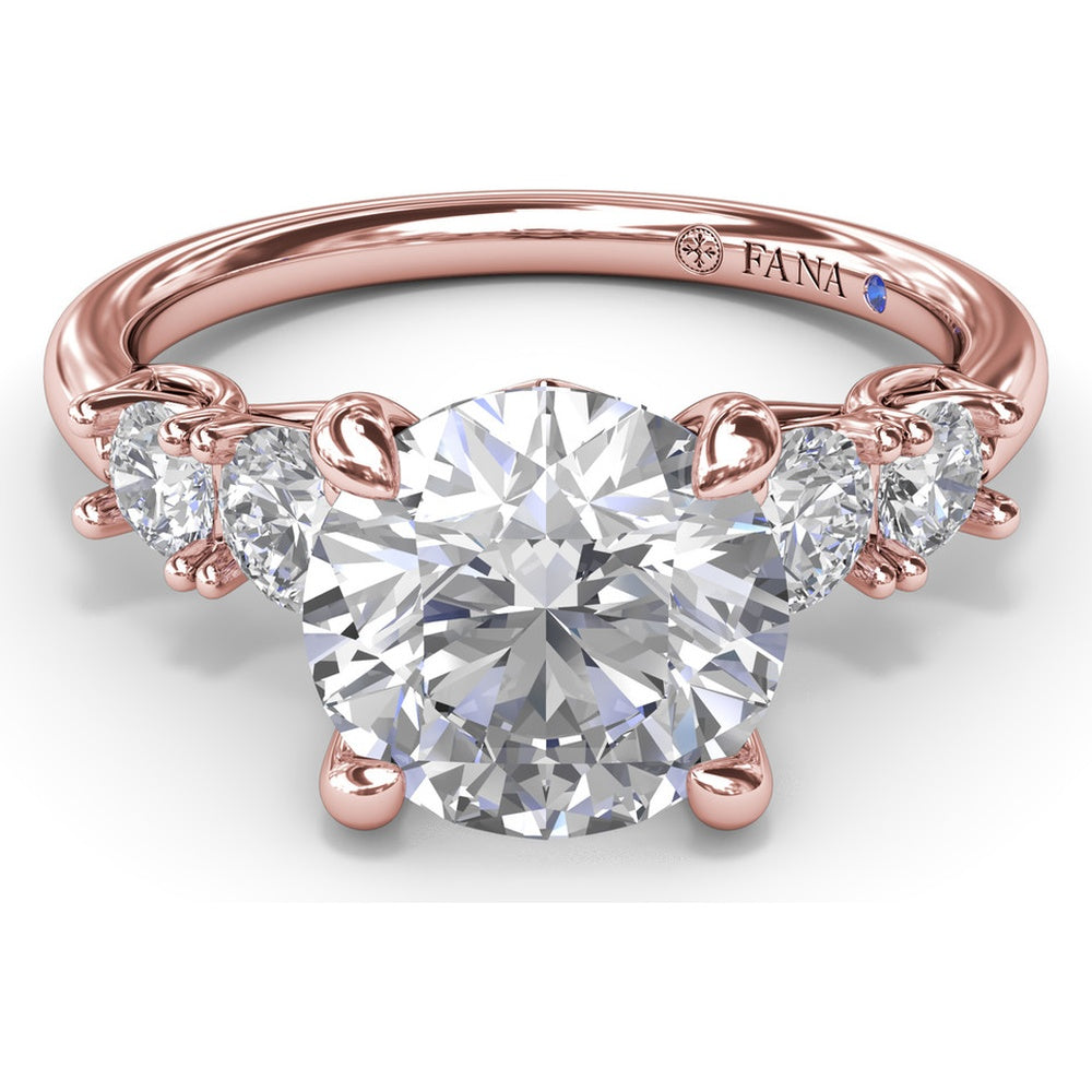 Double Side Stone Engagement Ring Setting with Round Diamonds - 0.53 Carat Total Side Stone Weight by Fana