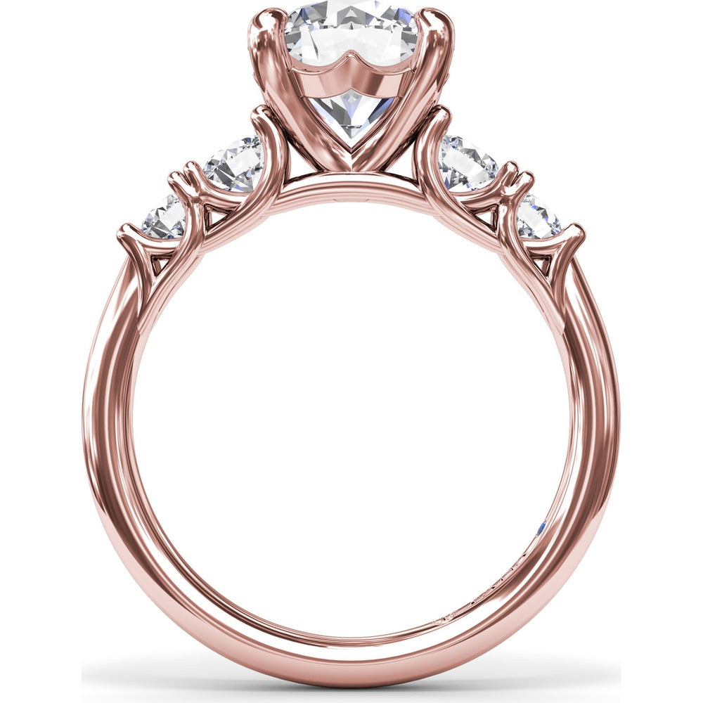 Double Side Stone Engagement Ring Setting with Round Diamonds - 0.53 Carat Total Side Stone Weight by Fana