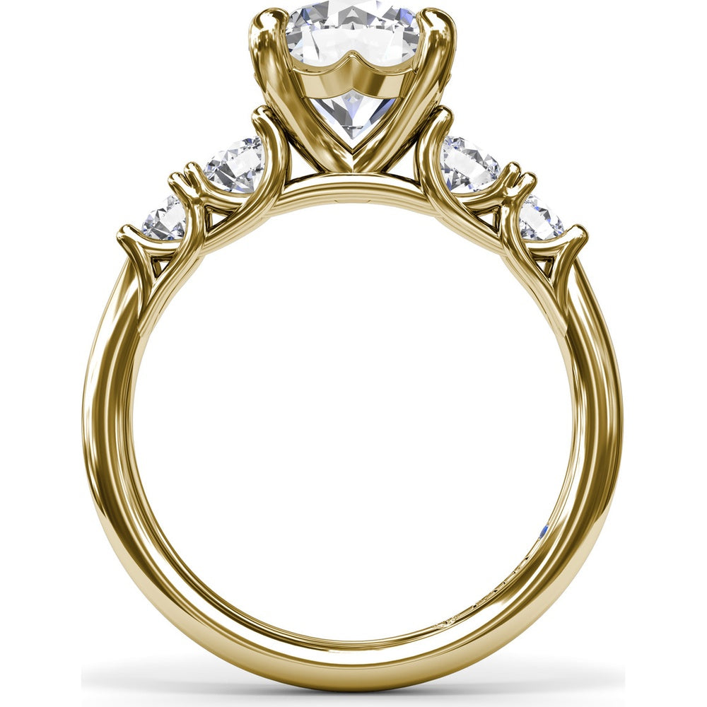 Double Side Stone Engagement Ring Setting with Round Diamonds - 0.53 Carat Total Side Stone Weight by Fana