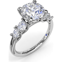 Double Side Stone Engagement Ring Setting with Round Diamonds - 0.53 Carat Total Side Stone Weight by Fana