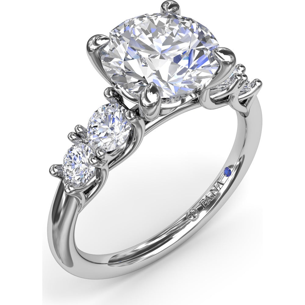 Double Side Stone Engagement Ring Setting with Round Diamonds - 0.53 Carat Total Side Stone Weight by Fana
