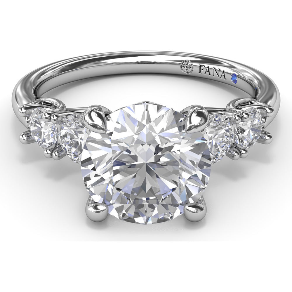 Double Side Stone Engagement Ring Setting with Round Diamonds - 0.53 Carat Total Side Stone Weight by Fana