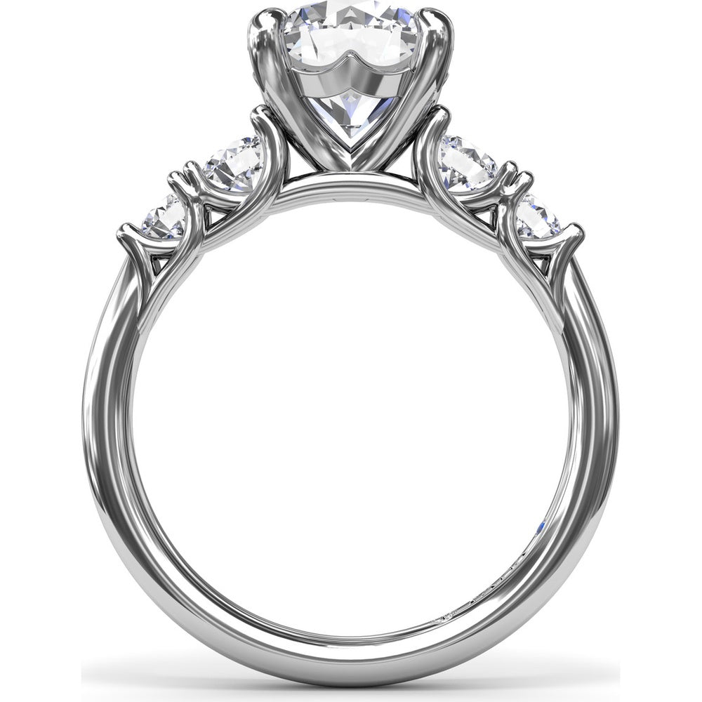 Double Side Stone Engagement Ring Setting with Round Diamonds - 0.53 Carat Total Side Stone Weight by Fana