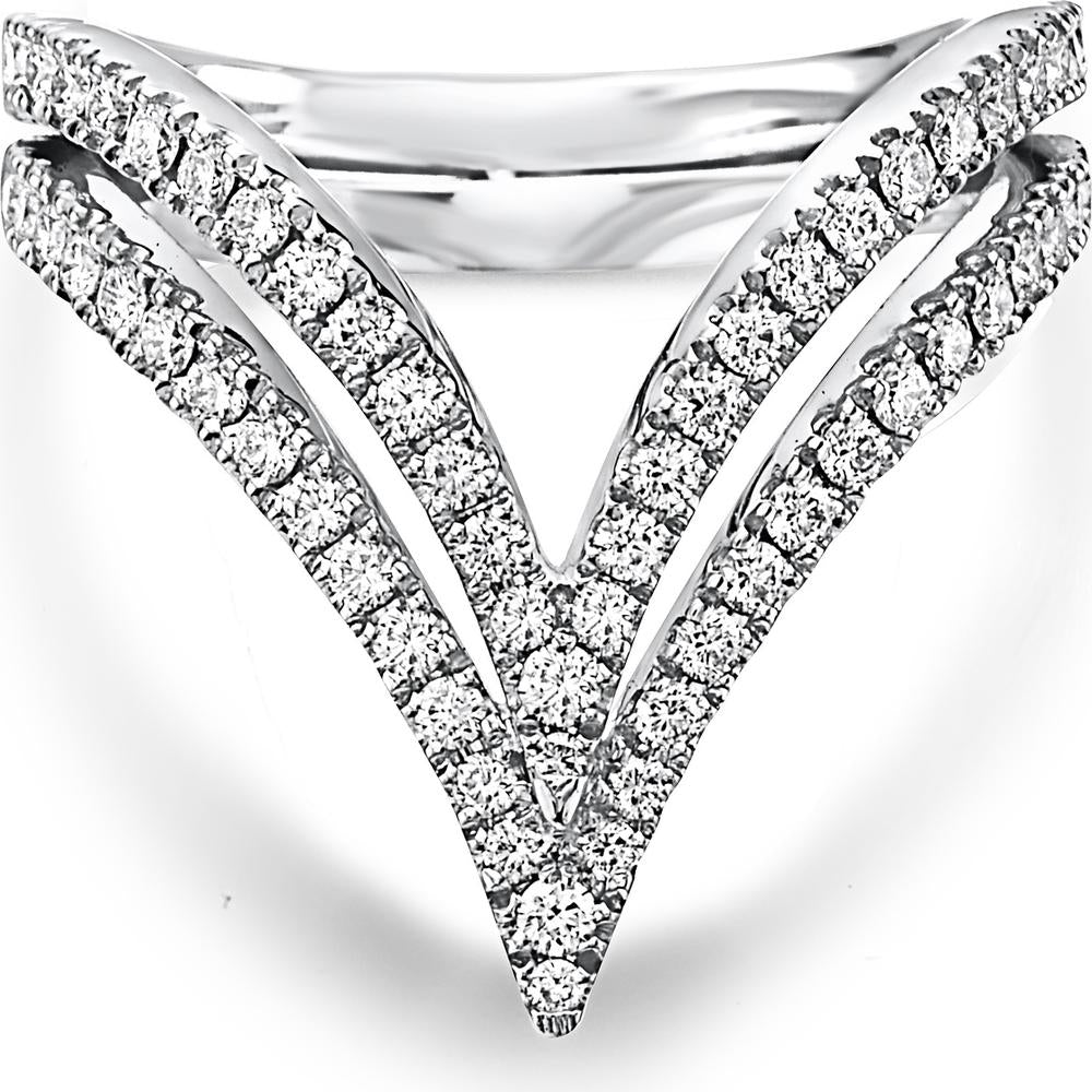 Double V Diamond Ring in 18K White Gold by Charles Krypell