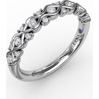 Double Wave Band with Scattered Round Diamonds by Fana - 0.22 Carat Total Diamond Weight