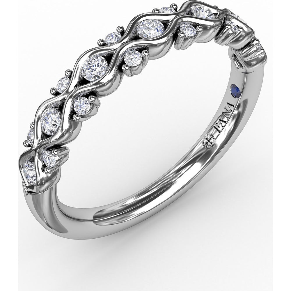 Double Wave Band with Scattered Round Diamonds by Fana - 0.22 Carat Total Diamond Weight