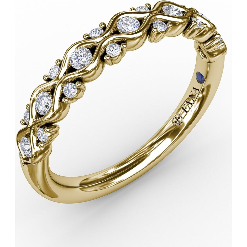 Double Wave Band with Scattered Round Diamonds by Fana - 0.22 Carat Total Diamond Weight