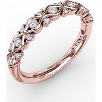 Double Wave Band with Scattered Round Diamonds by Fana - 0.22 Carat Total Diamond Weight