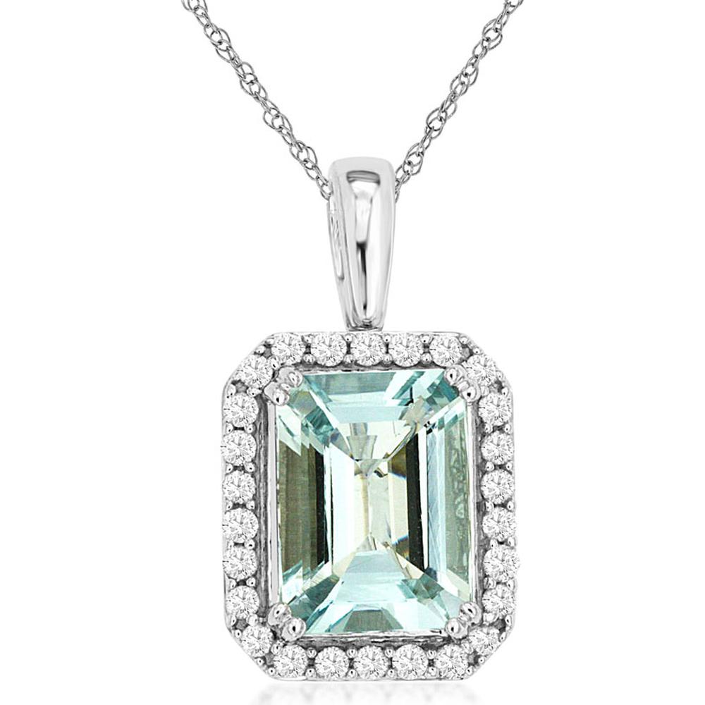 Dreamy 14K White Gold Aquamarine & Diamond Pendant - Oceanic Elegance