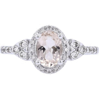 Dreamy 14K White Gold Morganite Ring with Diamond Accents - 0.64 Carat Morganite, 0.26 Carat Diamonds