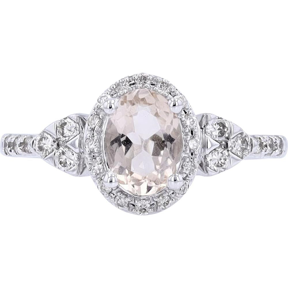 Dreamy 14K White Gold Morganite Ring with Diamond Accents - 0.64 Carat Morganite, 0.26 Carat Diamonds