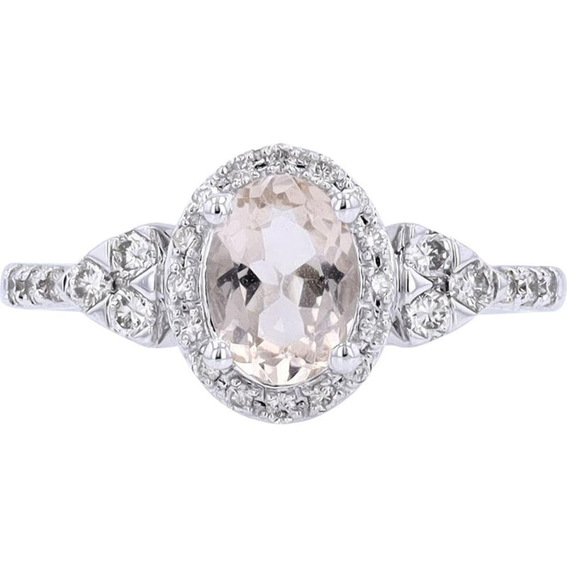 Dreamy 14K White Gold Morganite Ring with Diamond Accents - 0.64 Carat Morganite, 0.26 Carat Diamonds