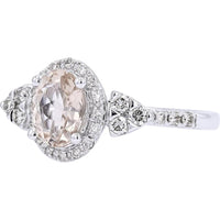 Dreamy 14K White Gold Morganite Ring with Diamond Accents - 0.64 Carat Morganite, 0.26 Carat Diamonds