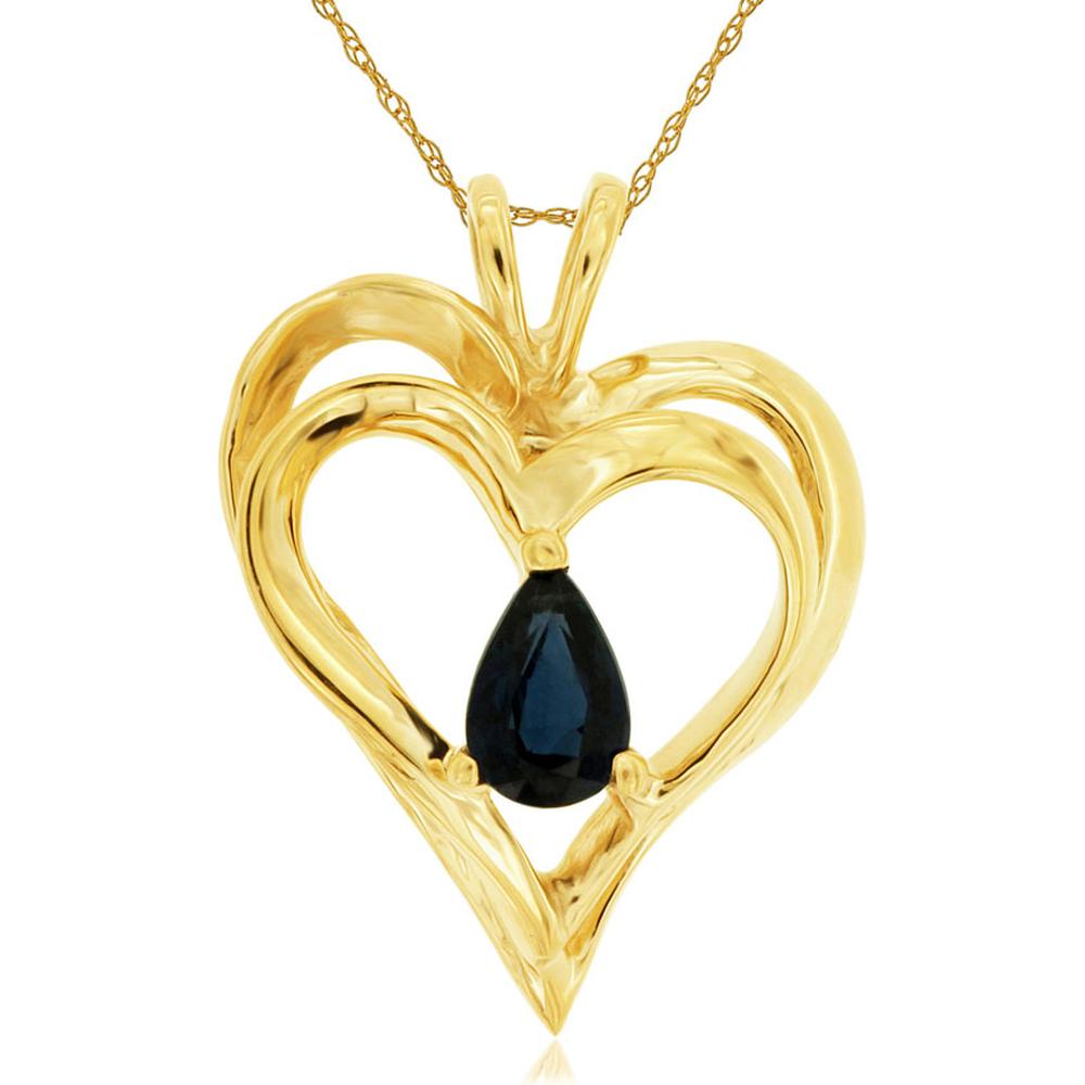 Dreamy 14K Yellow Gold Heart-Shaped Sapphire Pendant