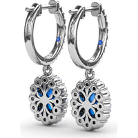Drop Earrings with Oval Sapphire and Pavé Diamond Halo by Fana - 3.11 Carat Total Gemstone Weight