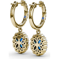 Drop Earrings with Oval Sapphire and Pavé Diamond Halo by Fana - 3.11 Carat Total Gemstone Weight