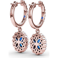 Drop Earrings with Oval Sapphire and Pavé Diamond Halo by Fana - 3.11 Carat Total Gemstone Weight