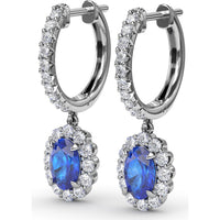 Drop Earrings with Oval Sapphires and Diamond Halos by Fana - 1.89 Carat Total Gemstone Weight