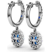 Drop Earrings with Oval Sapphires and Diamond Halos by Fana - 1.89 Carat Total Gemstone Weight